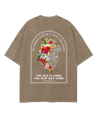 You're A New Creation Double Sided Washed Christian T-shirt