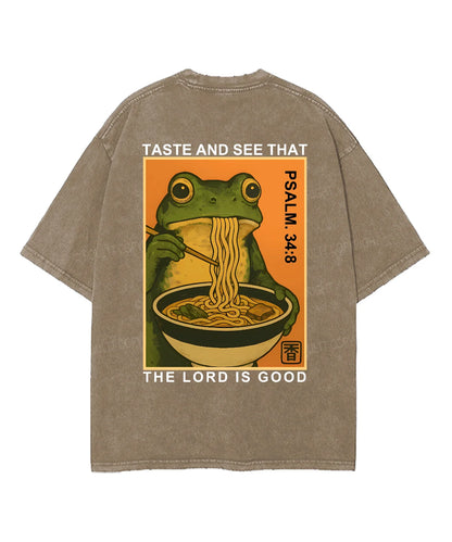 The Lord Is Good Double Sided Unisex Washed Christian T-shirt