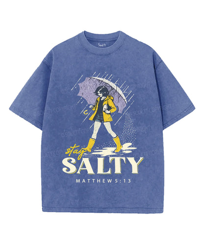 Stay Salty Unisex Washed Christian T-shirt