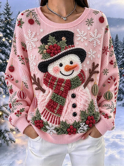 Women's Casual Printed Waffle Long-Sleeve Top