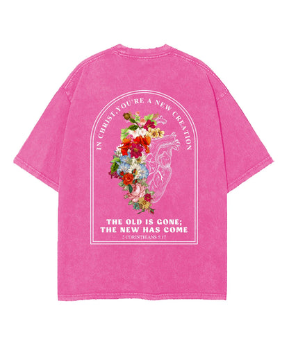 You're A New Creation Double Sided Washed Christian T-shirt