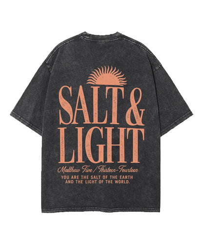 Salt & Light Double Sided Unisex Washed Christian T-shirt