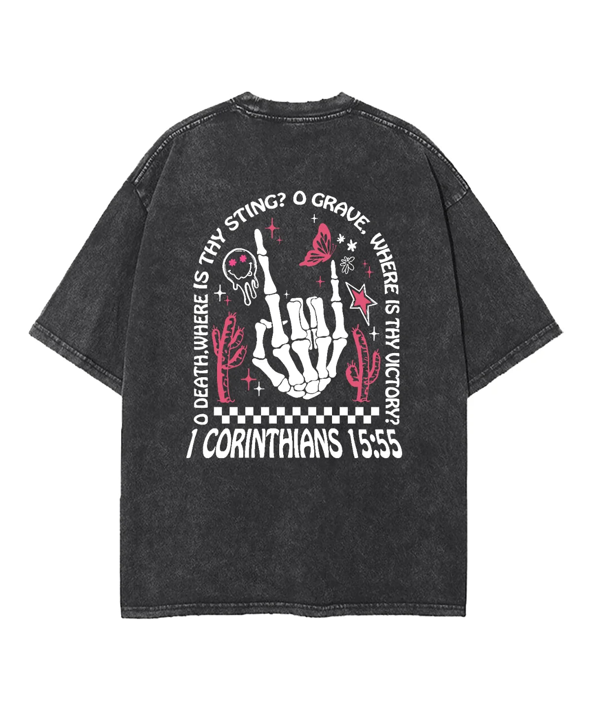 O Death Where Is Thy Sting Double Sided Washed Christian T-shirt