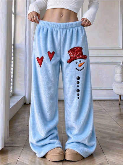 Women's Snowman-Print Flannel Pants