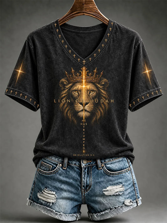 Women's Lion Of Judah He Has Triumphed Print T-shirt
