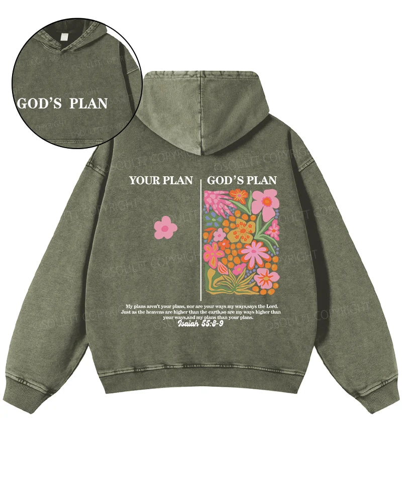 Your Plan God's Plan Double Sided Washed Christian Hoodie