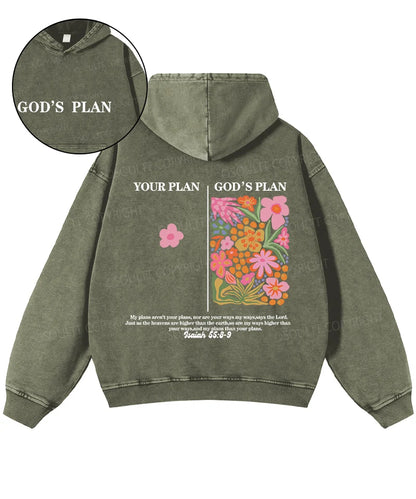 Your Plan God's Plan Double Sided Washed Christian Hoodie