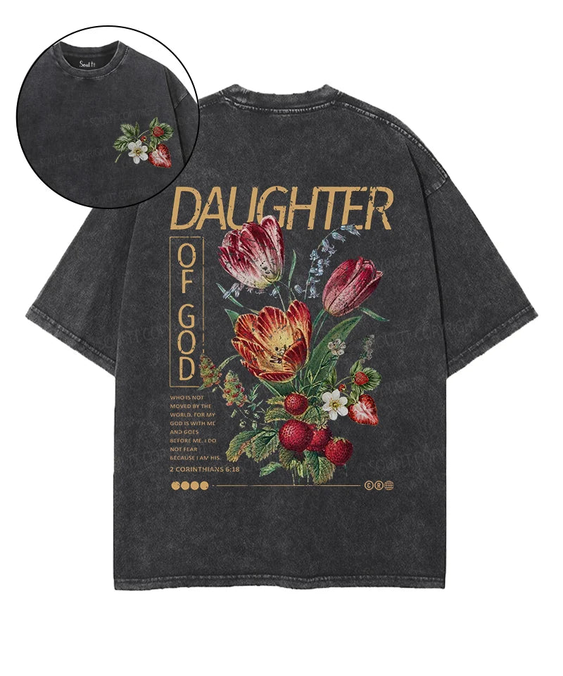 Daughter Of God Double Sided Washed Christian T-shirt