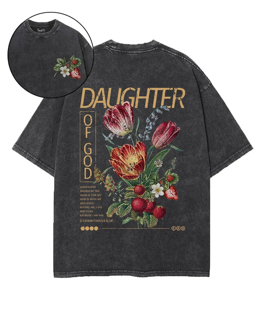 Daughter Of God Double Sided Washed Christian T-shirt