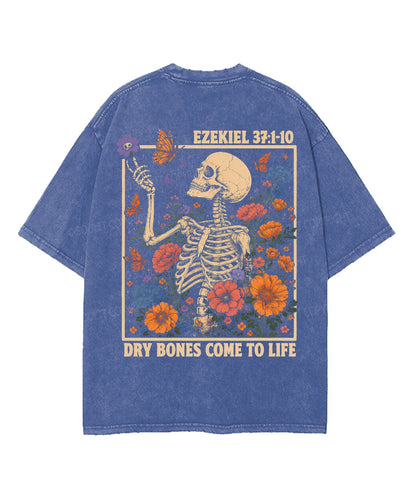 Dry Bones Come To Life Double Sided Unisex Washed Christian T-shirt