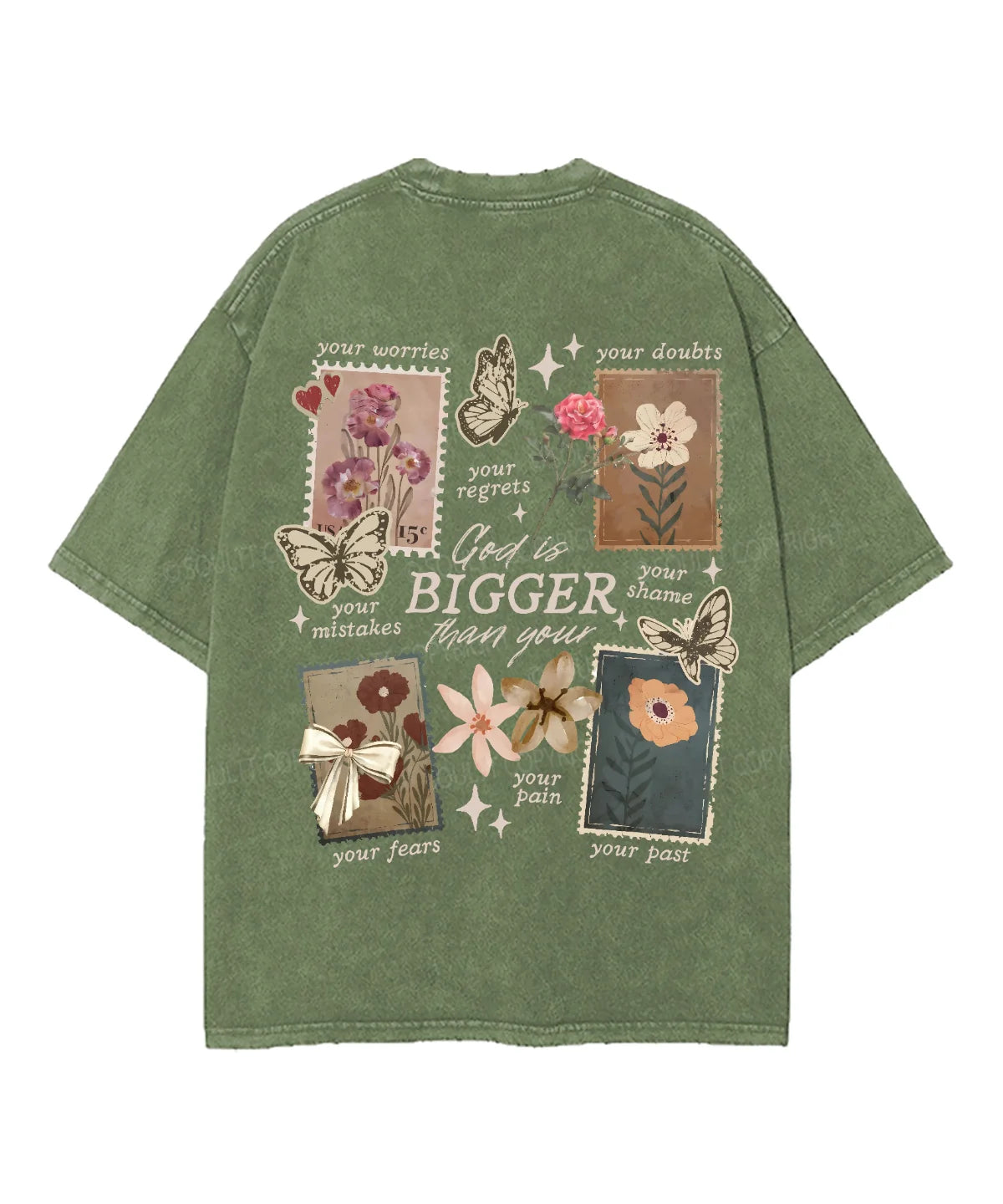 God Is Bigger Than Double Sided Unisex Washed Christian T-shirt