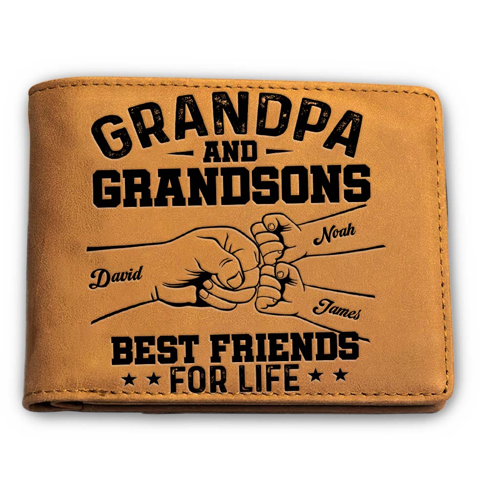 Personalized Gift For Grandpa, Grandson Friends For Life Leather Wallet 37951