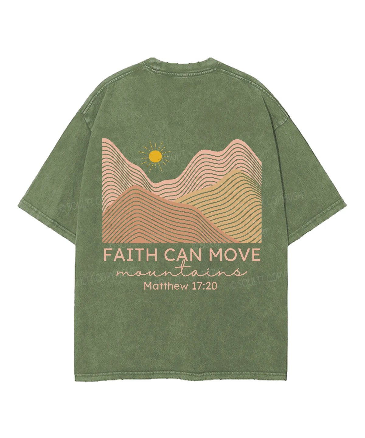 Faith Can Move Mountain Double Sided Unisex Washed Christian T-shirt