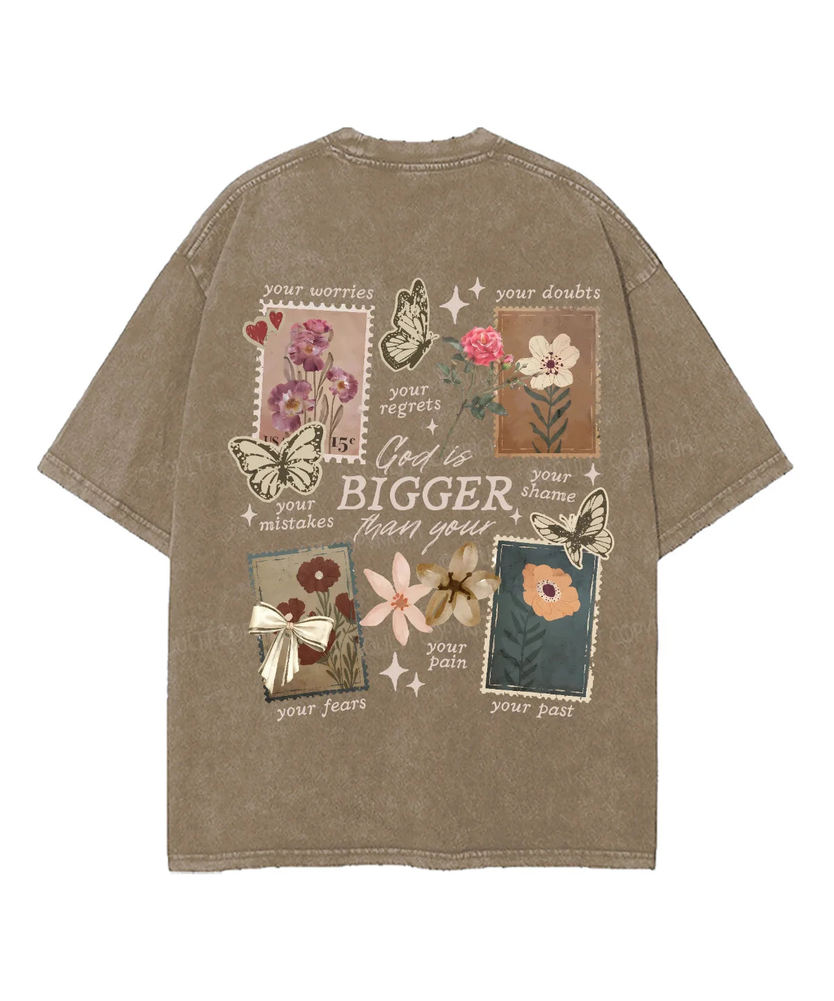 God Is Bigger Than Double Sided Unisex Washed Christian T-shirt
