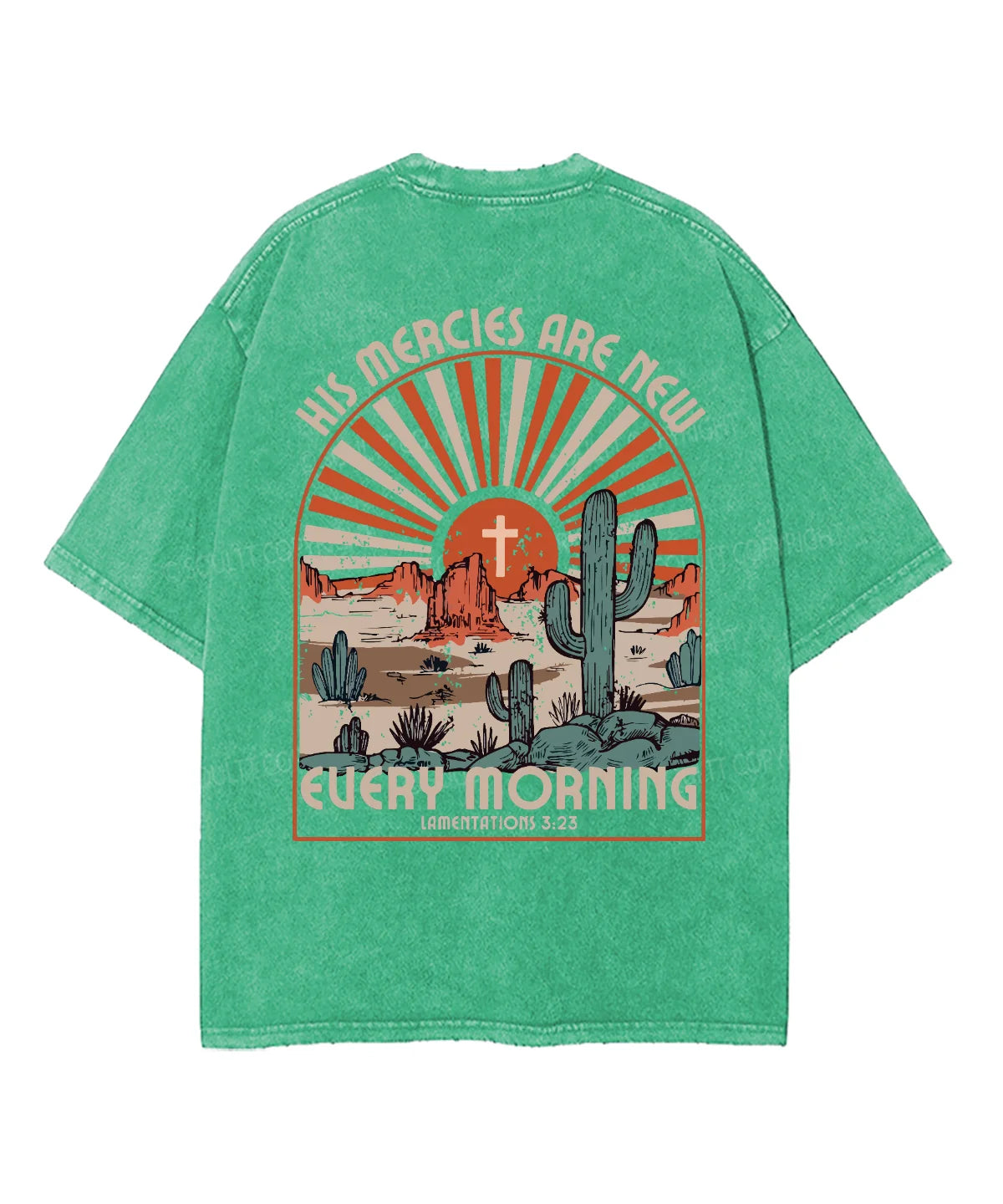 His Mercies Are New Double Sided Washed Christian T-shirt