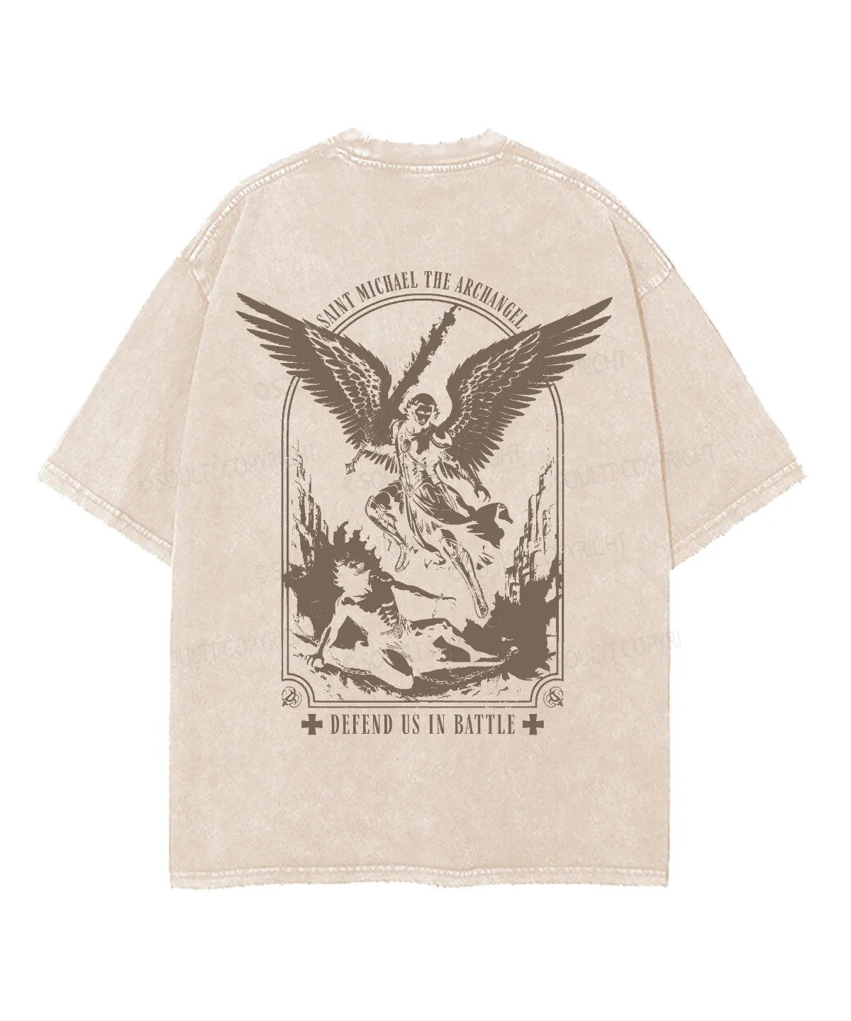 Saint Michael The Archangel Double Sided Unisex Washed Christian T-shirt