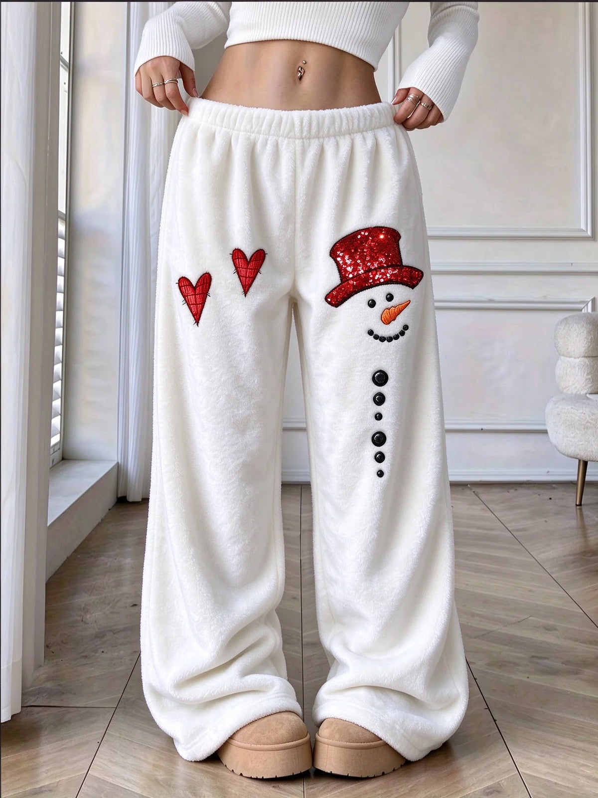 Women's Snowman-Print Flannel Pants