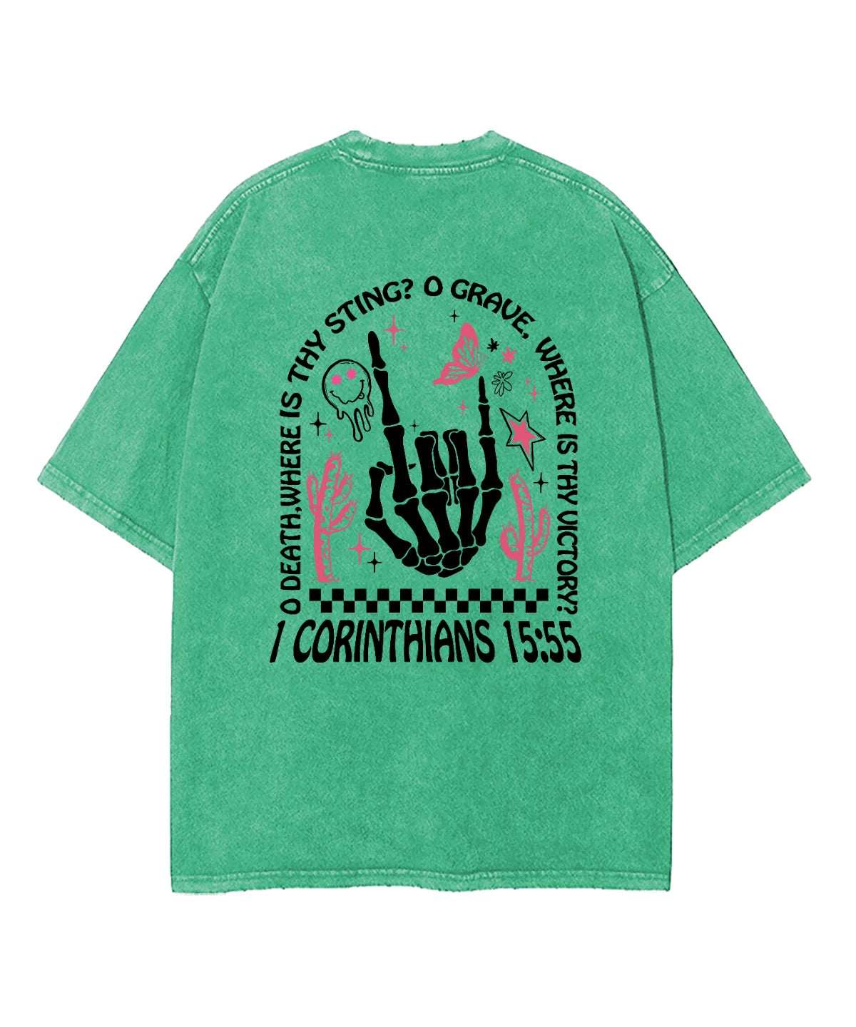 O Death Where Is Thy Sting Double Sided Washed Christian T-shirt