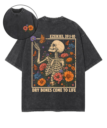 Dry Bones Come To Life Double Sided Unisex Washed Christian T-shirt