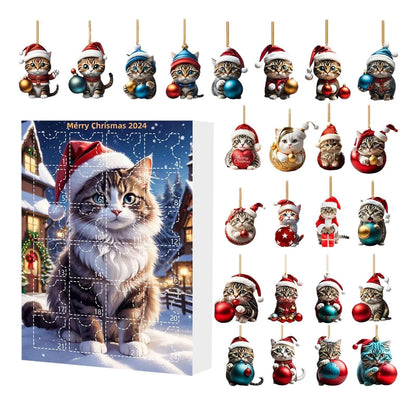 2026 Cats Advent Calendar, Advent Calendar 2026, Countdown for Cats Christmas 24 Days Christmas Advent Calendar with Hanging Decoration for Cats in 2D Acrylic（2D Acrylic Flat）