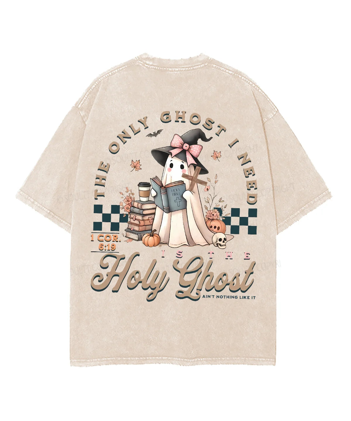 The Only Ghost I Need Holy Ghost Double Sided Unisex Washed Christian T-shirt
