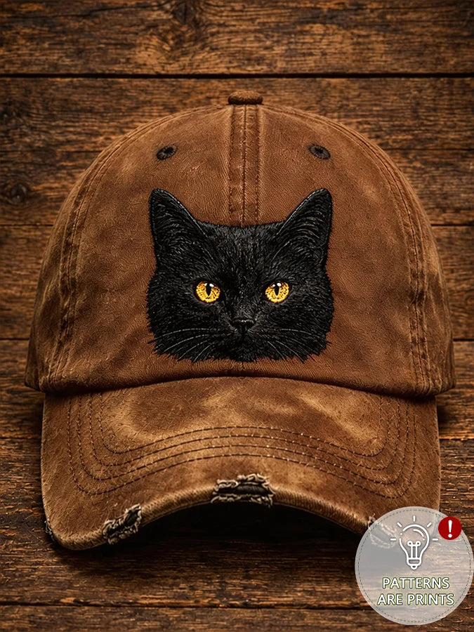 Retro Animal Black Cat Baseball Cap
