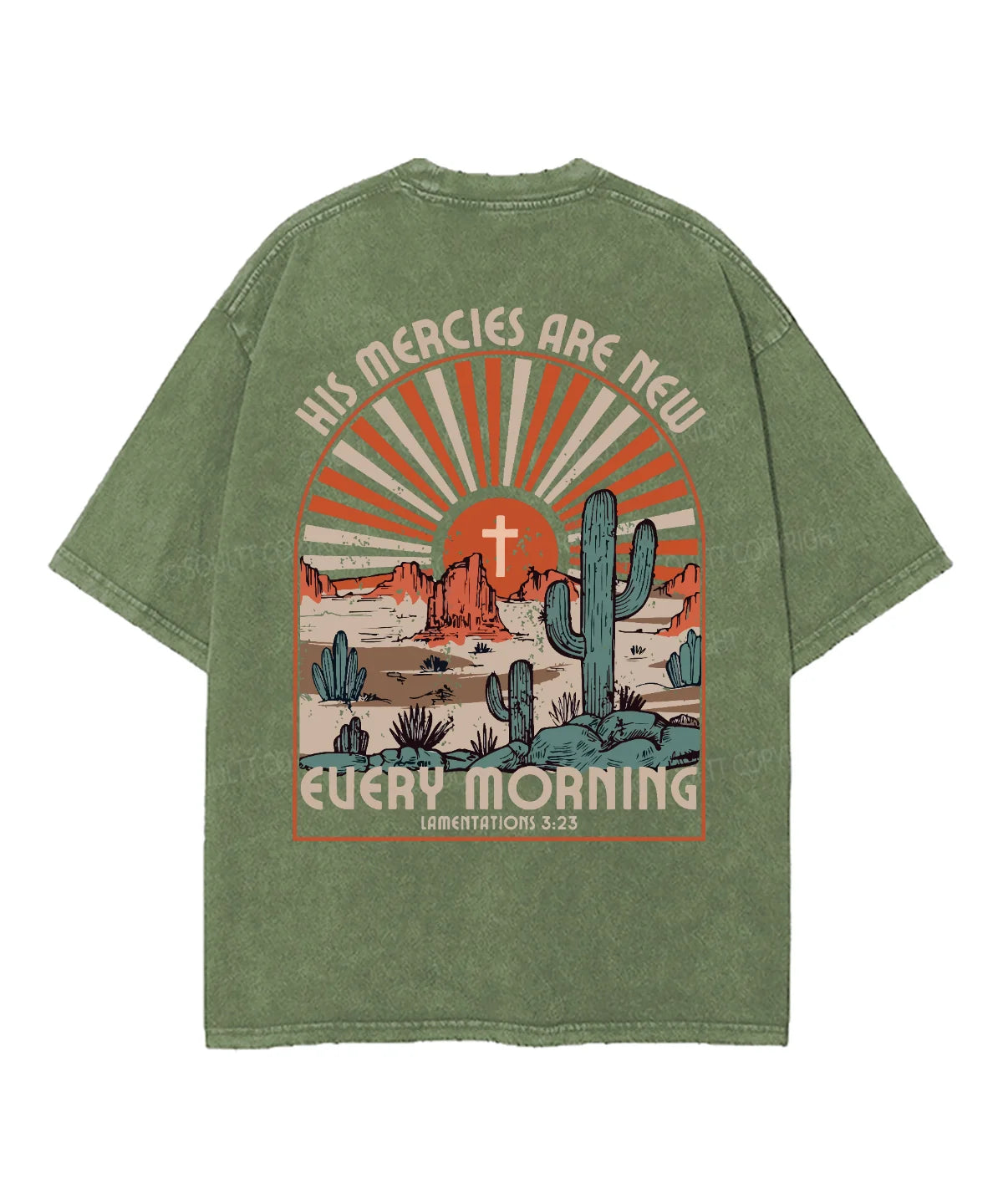 His Mercies Are New Double Sided Washed Christian T-shirt