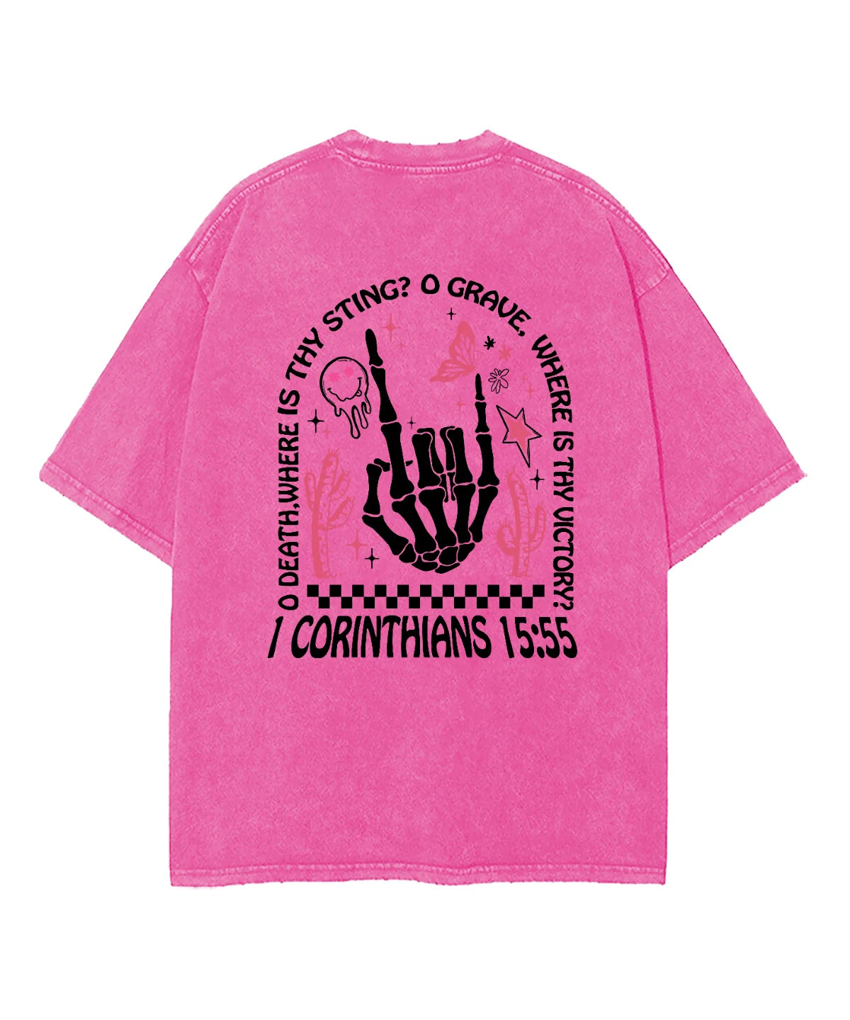 O Death Where Is Thy Sting Double Sided Washed Christian T-shirt