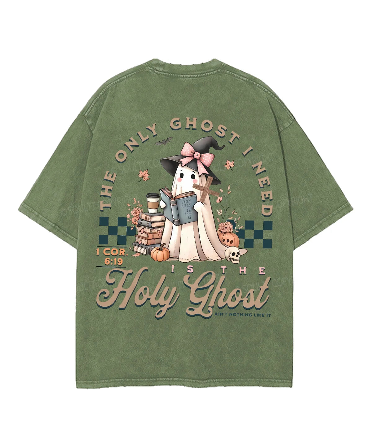The Only Ghost I Need Holy Ghost Double Sided Unisex Washed Christian T-shirt