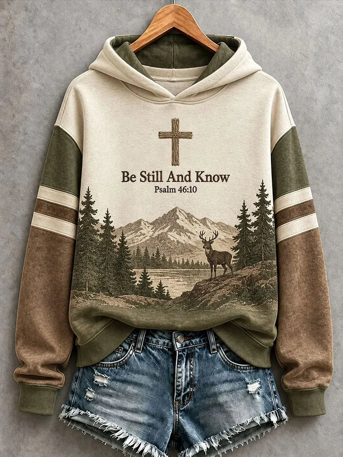Women's Be Still And Know Psalm 46:10 Printed Sweatshirt