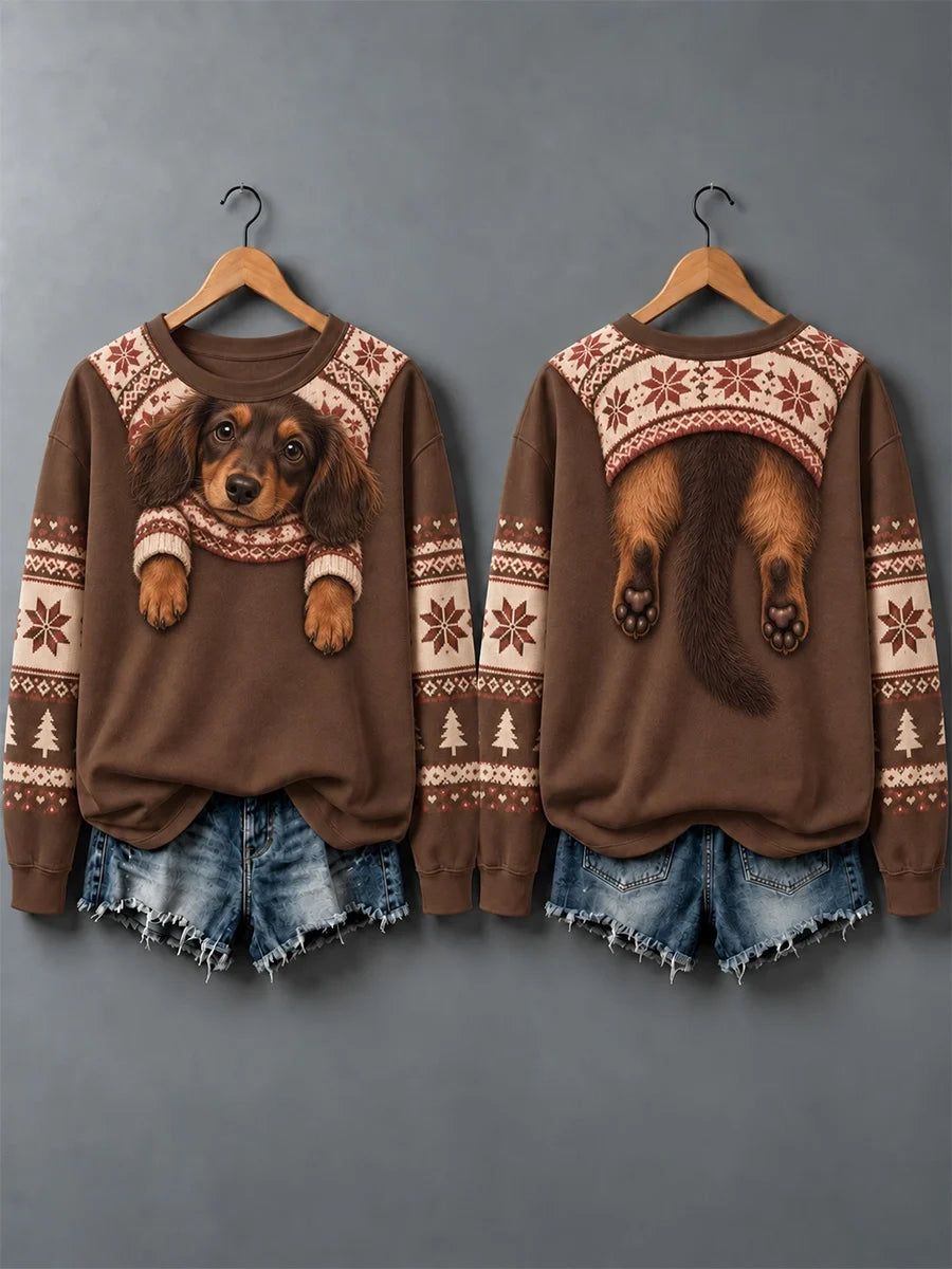 Women's Cute Dogs In Autumn And Winter Print Sweatshirt