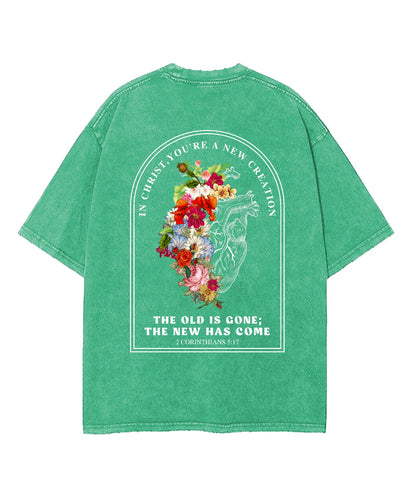 You're A New Creation Double Sided Washed Christian T-shirt