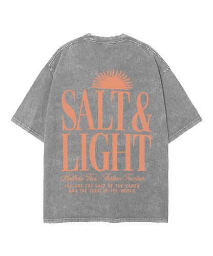 Salt & Light Double Sided Unisex Washed Christian T-shirt