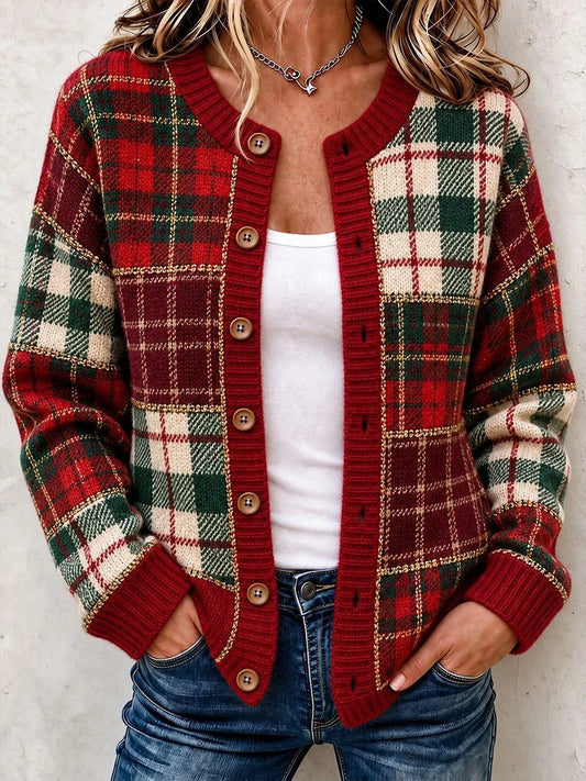 Women's Christmas Casual Printed Knit Cardigan