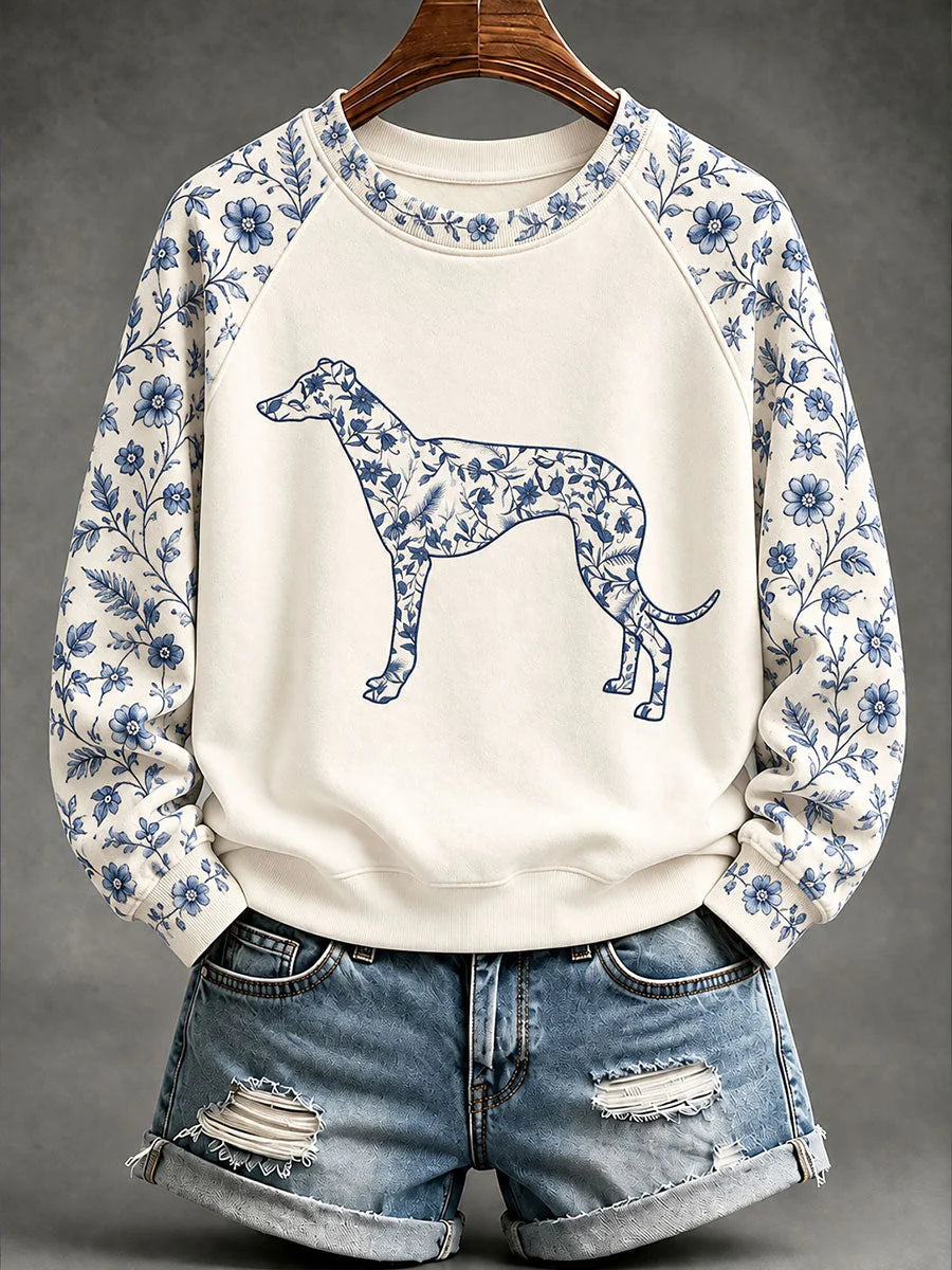 Women's Greyhound Chinese-style floral print sweatshirt
