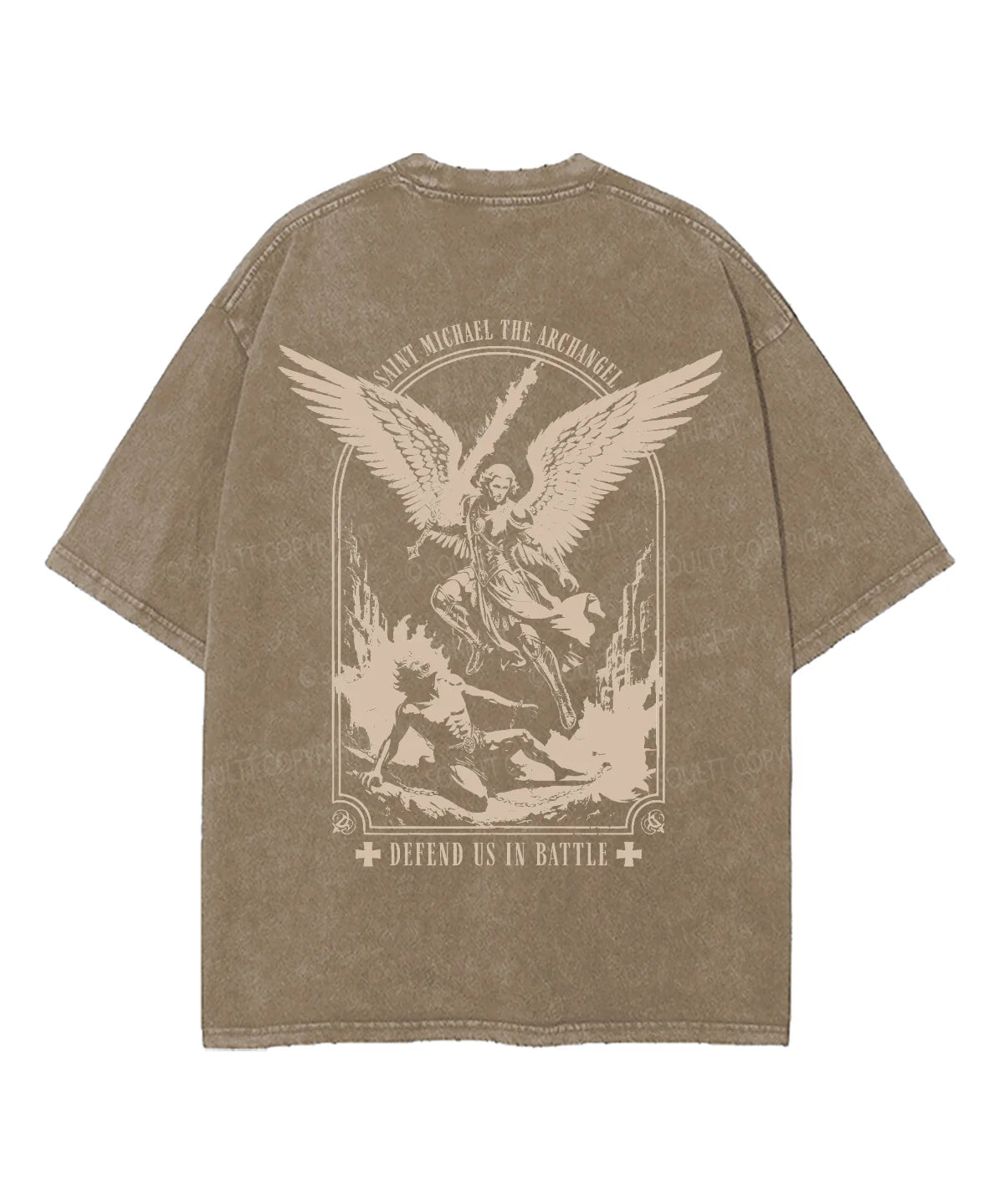 Saint Michael The Archangel Double Sided Unisex Washed Christian T-shirt
