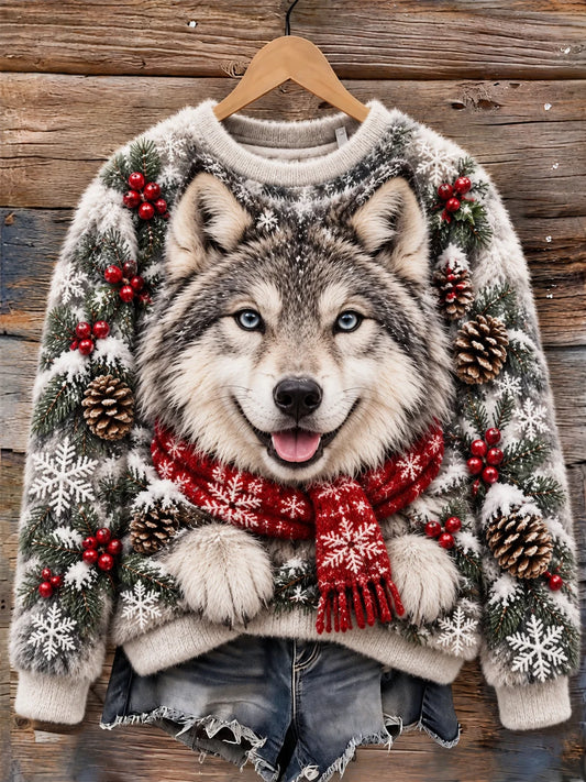 Women's Fun Animal Flannel Print Sweatshirt
