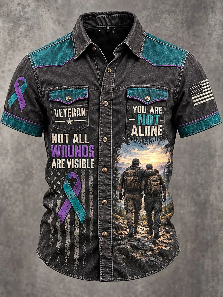 Men's US Veterans PTSD Printed Casual Shirt