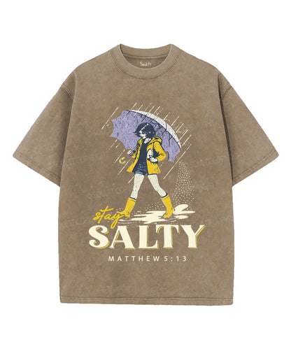 Stay Salty Unisex Washed Christian T-shirt