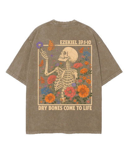 Dry Bones Come To Life Double Sided Unisex Washed Christian T-shirt