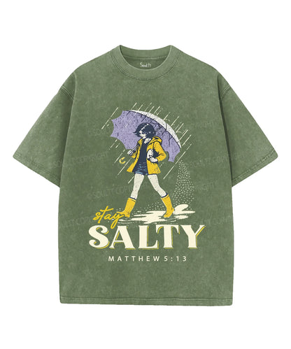 Stay Salty Unisex Washed Christian T-shirt