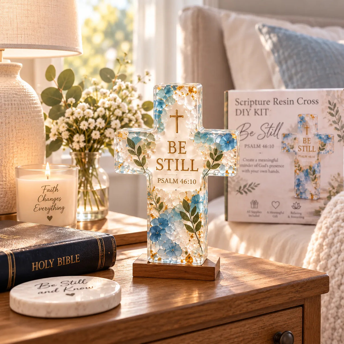 ✝️Psalm 46:10 - Be Still Scripture Resin Cross DIY Kit 