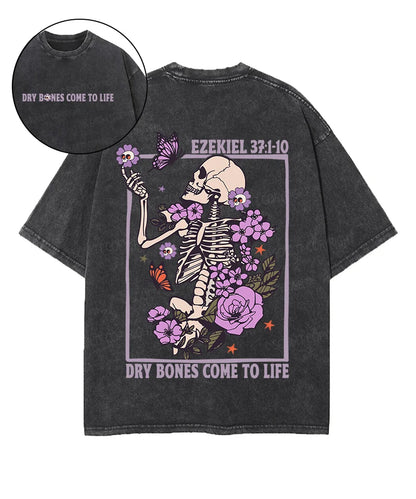 Dry Bones Come To Life Double Sided Unisex Washed Christian T-shirt