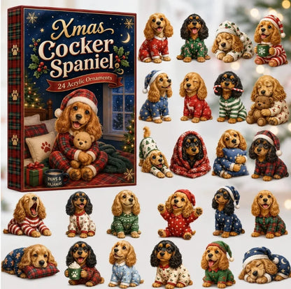 Xmas Cocker Spaniel 24 Acrylic Ornaments Blind Box（2D Acrylic Flat）