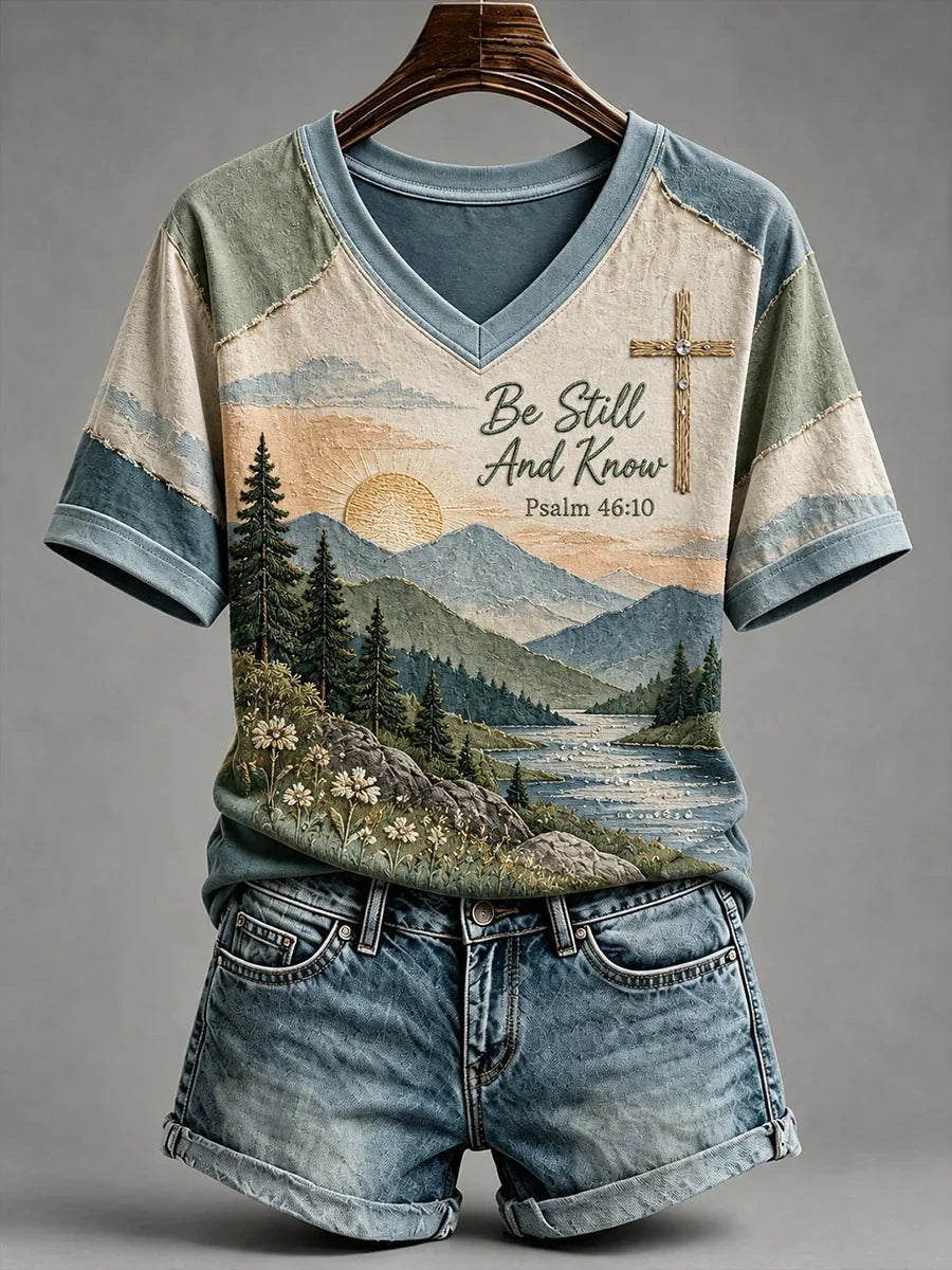 Women's Faith Cross-Print Top