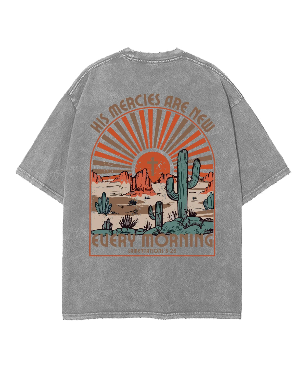 His Mercies Are New Double Sided Washed Christian T-shirt