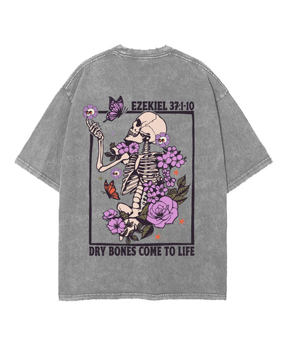 Dry Bones Come To Life Double Sided Unisex Washed Christian T-shirt