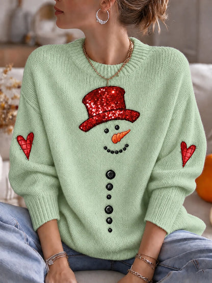 Women's Christmas Print Casual Knit Top