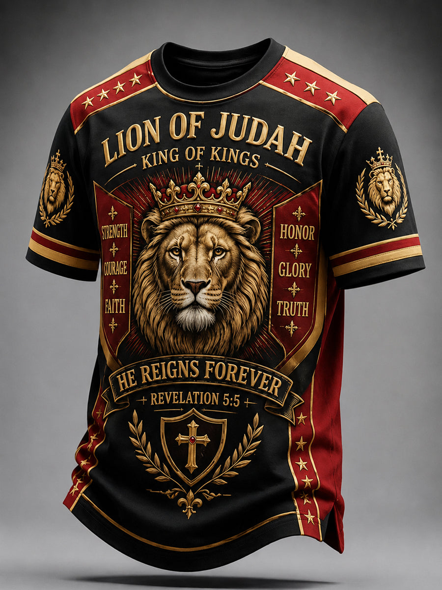 Men's Christian Lion of Judah Art Short Sleeve T-shirt